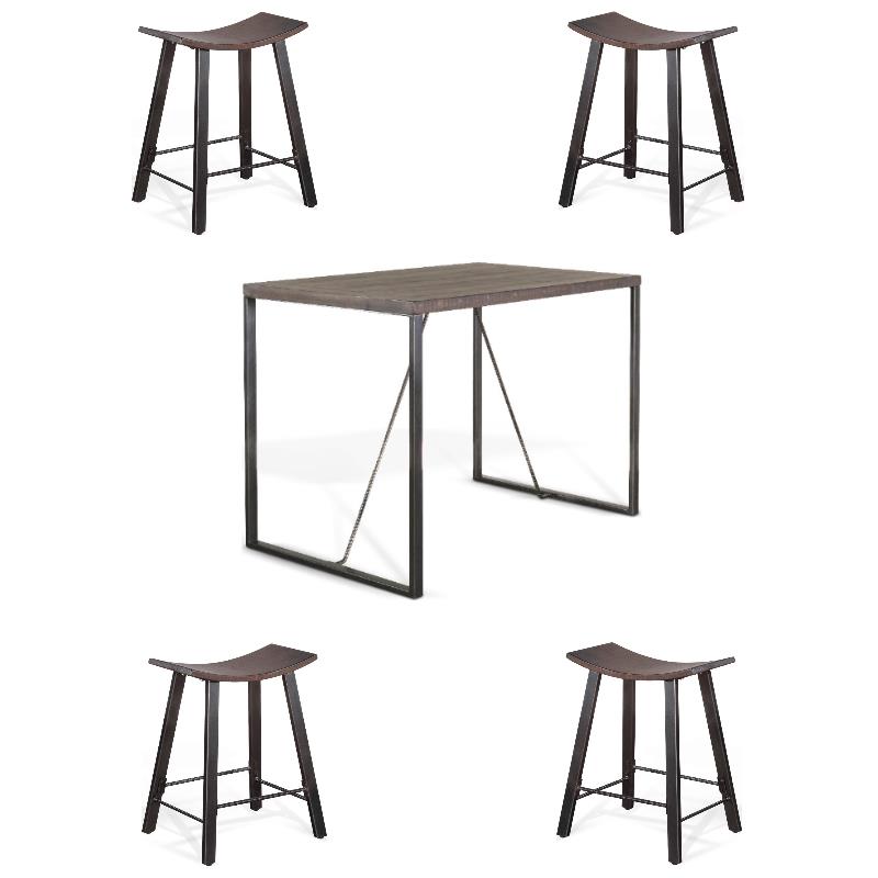 Home Square 5-Piece Set with Dining Table and 4 Counter Height Stools