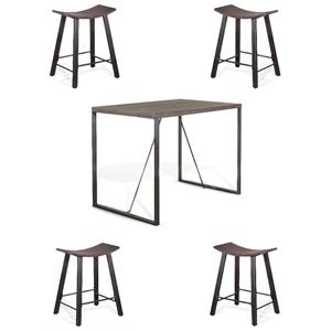 Home Square 5-Piece Set with Dining Table and 4 Counter Height Stools