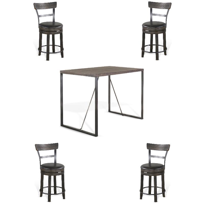 Home Square 5-Piece Set with Dining Table and 4 Swivel Barstools