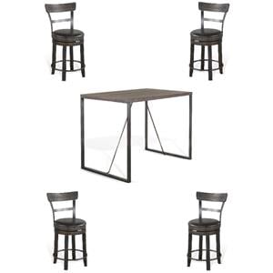 Home Square 5-Piece Set with Dining Table and 4 Swivel Barstools