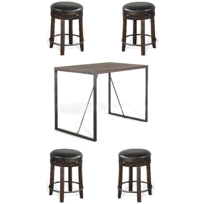 Home Square 5-Piece Set with Dining Table and 4 Backless Swivel Barstools