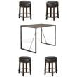 Home Square 5-Piece Set with Dining Table and 4 Backless Swivel Barstools