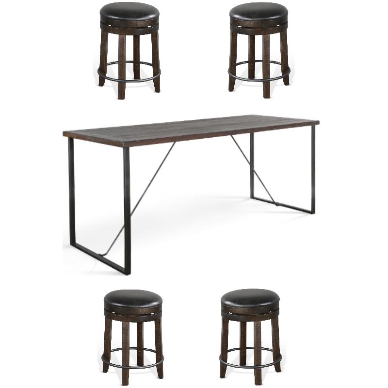 Home Square 5-Piece Set with Table and 4 Backless Swivel Barstools
