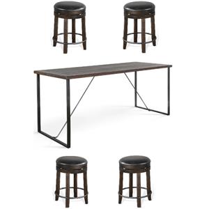 Home Square 5-Piece Set with Table and 4 Backless Swivel Barstools
