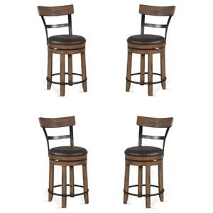 Home Square 24&quot Wood Swivel Barstool in Taupe Brown - Set of 4