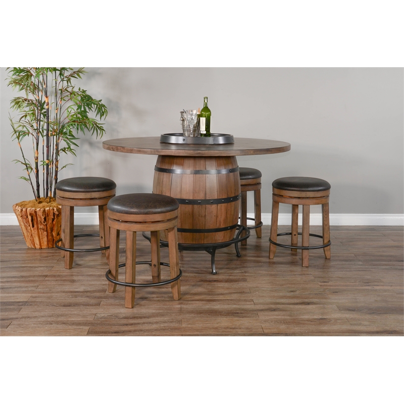 Home Square 5-Piece Set with Pub Table and 4 Backless Swivel Stools
