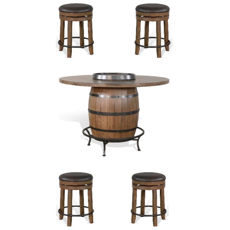 Home Square 5-Piece Set with Pub Table and 4 Backless Swivel Stools