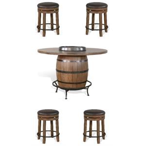 Home Square 5-Piece Set with Pub Table and 4 Backless Swivel Stools