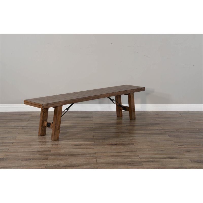 Home Square 6-Piece Set with Table & 4 Ladderback Chairs & Bench in Taupe Brown