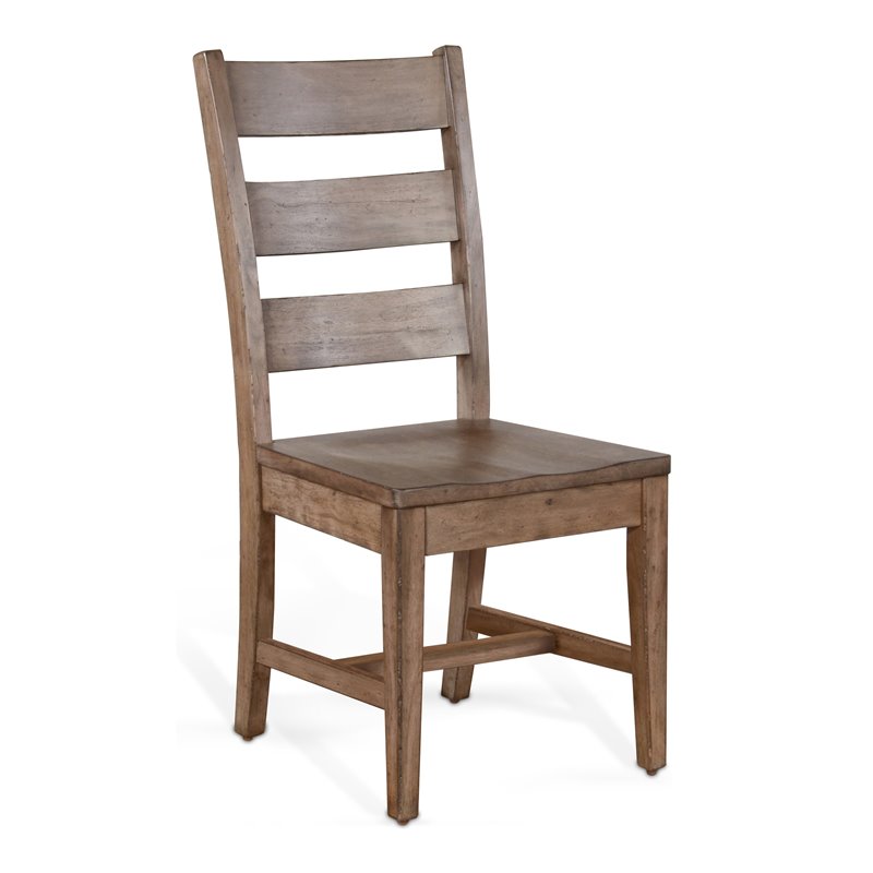 Home Square 7-Piece Set with Dining Table and 6 Ladderback Chairs in Taupe Brown