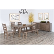 Home Square 3-Piece Set with Dining Table and 2 Benches in Taupe Brown