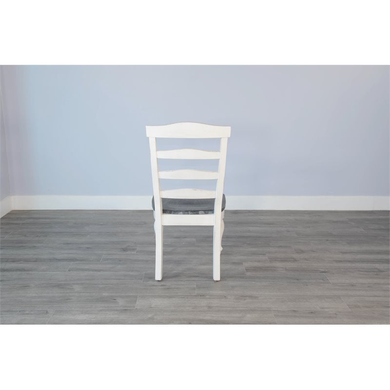Home Square 7-Piece Set with Dining Table and 6 Ladderback Chairs in White