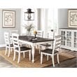 Home Square 7-Piece Set with Dining Table and 6 Ladderback Chairs in White