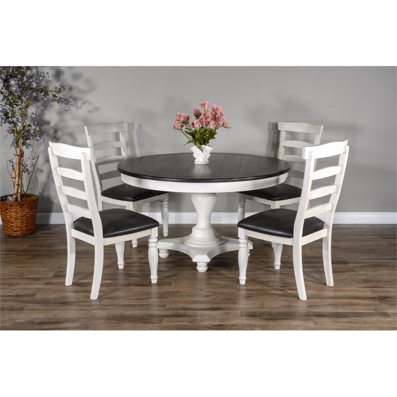 Home Square 7-Piece Set with Dining Table and 6 Ladderback Chairs