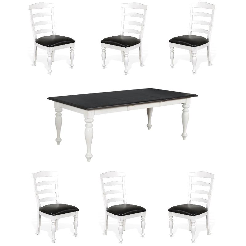 Home Square 7-Piece Set with Dining Table and 6 Ladderback Chairs