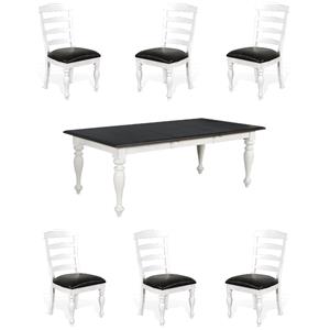 Home Square 7-Piece Set with Dining Table and 6 Ladderback Chairs