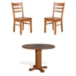 Home Square 3-Piece Set with Mindi Wood Table & 2 Ladderback Chairs