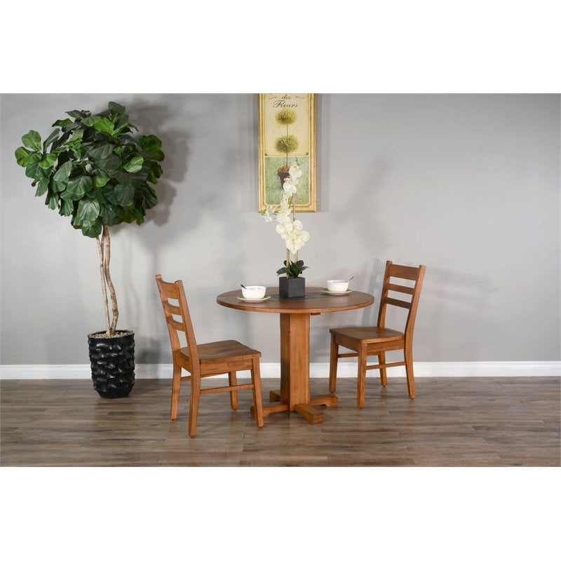Home Square 3-Piece Set with Mindi Wood Table & 2 Ladderback Chairs