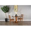 Home Square 3-Piece Set with Mindi Wood Table & 2 Ladderback Chairs
