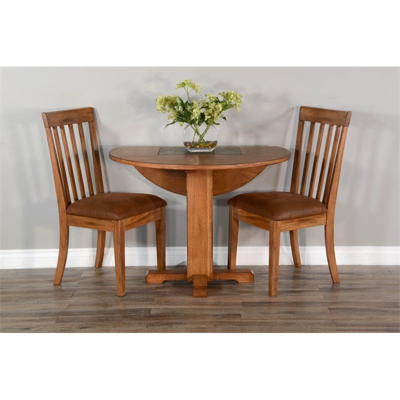 Home Square 3-Piece Set with Mindi Wood Table & 2 Ladderback Chairs
