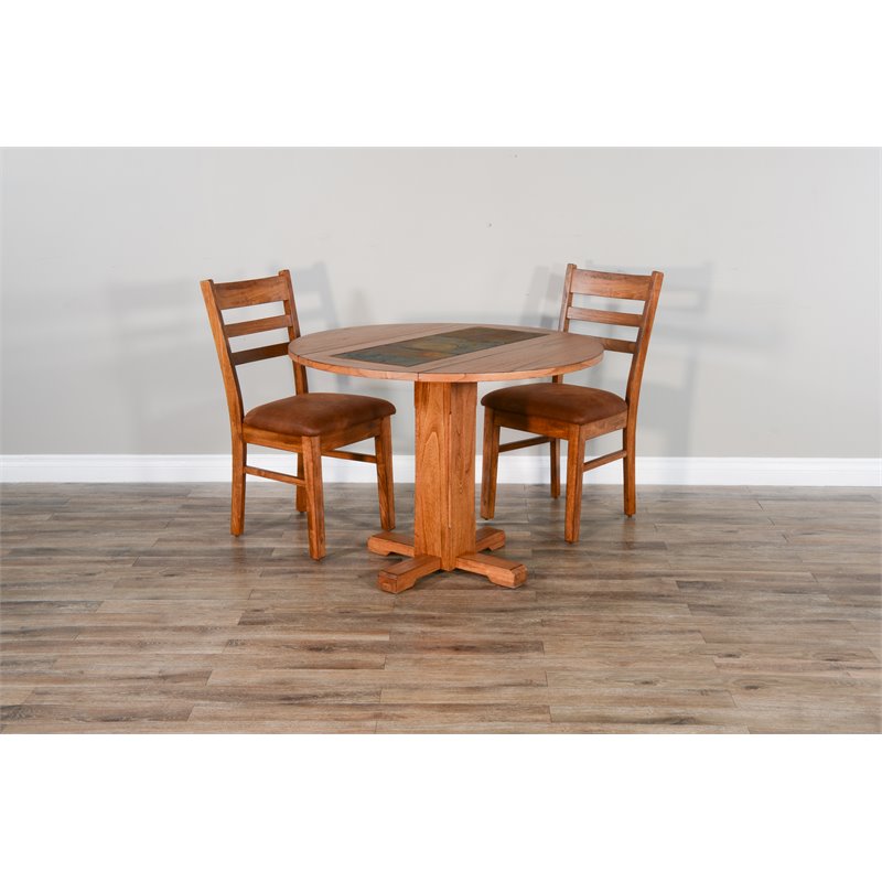 Home Square 3-Piece Set with Mindi Wood Table and 2 Ladderback Chairs