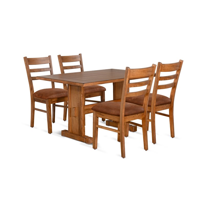 Home Square 3-Piece Set with Mindi Wood Table and 2 Ladderback Chairs