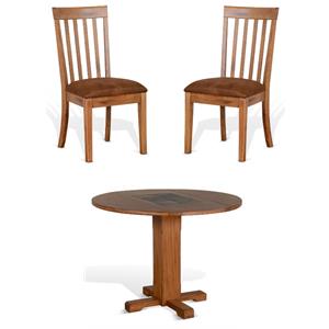 Home Square 3-Piece Set with Mindi Wood Table and 2 Slatback Chairs