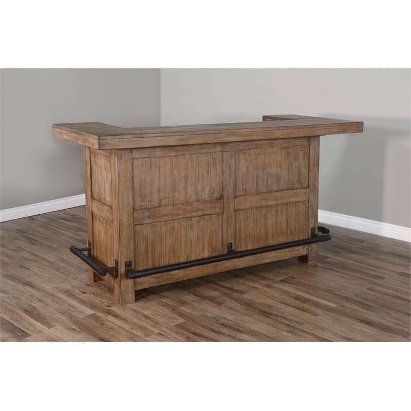 Home Square 4-Piece Set with Bar Unit & Hutch & 2 Barstools in Taupe Brown