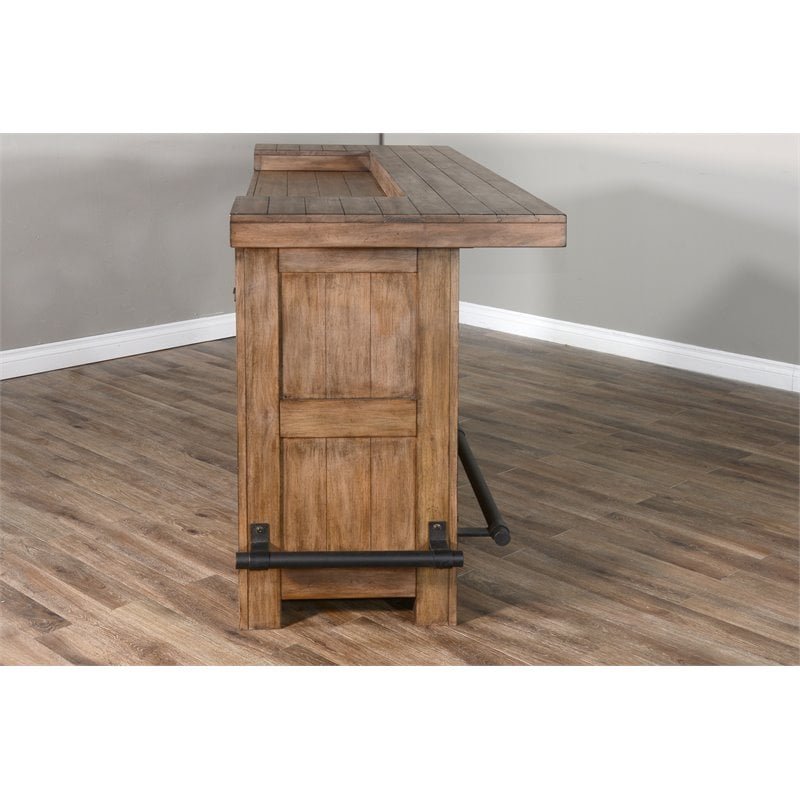 Home Square 4-Piece Set with Bar Unit & Hutch & 2 Barstools in Taupe Brown