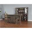 Home Square 4-Piece Set with Bar Unit & Hutch & 2 Ladderback Barstools