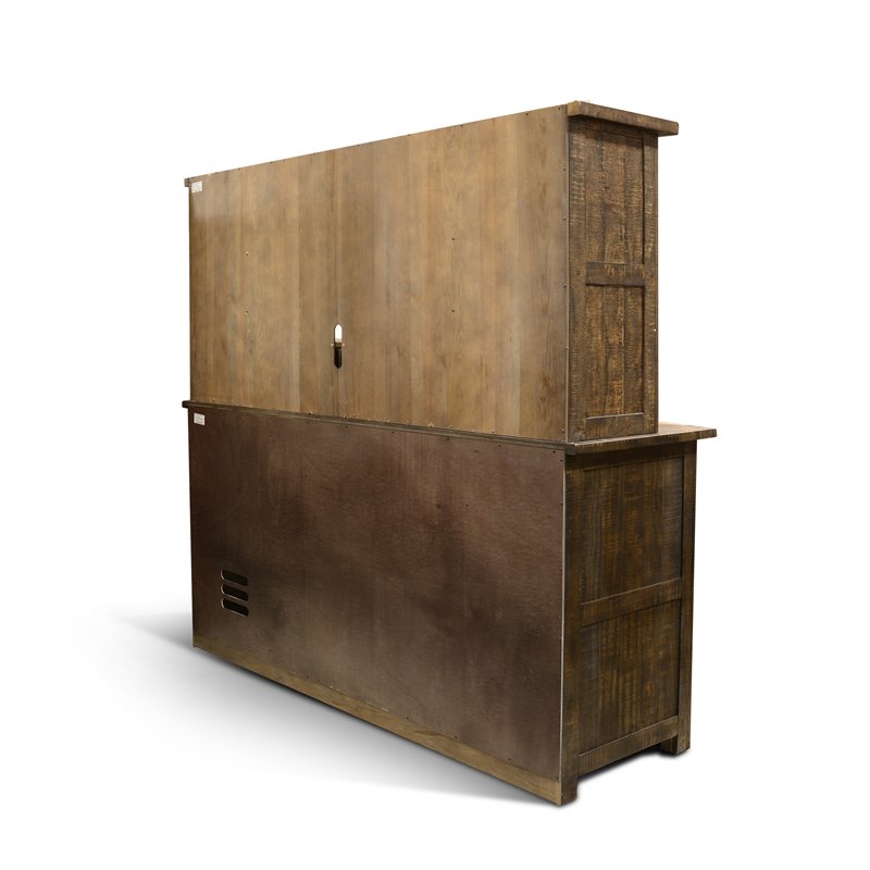 Home Square 4-Piece Set with Bar Unit & Hutch & 2 Ladderback Barstools