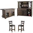 Home Square 4-Piece Set with Bar Unit & Hutch & 2 Ladderback Barstools