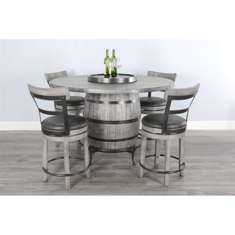 Home Square 5-Piece Set with Pub Table and 4 Barstools with Cushion Seat