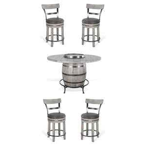 Home Square 5-Piece Set with Pub Table and 4 Barstools with Cushion Seat