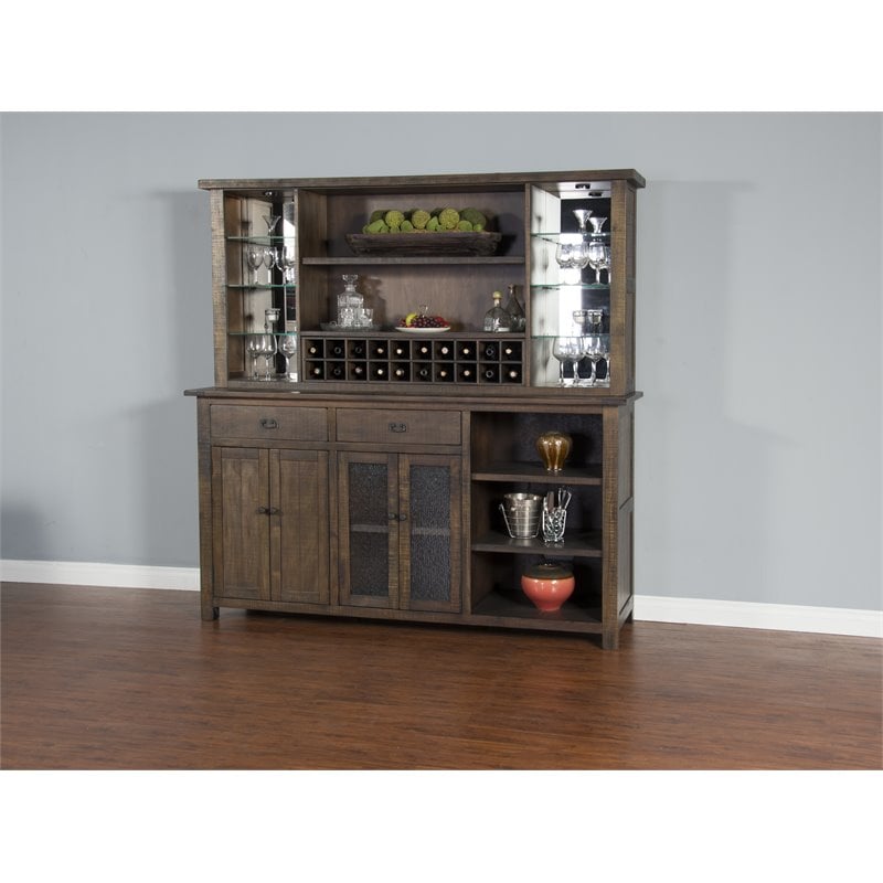 Home Square 9-Piece Set with Table & 4 Chairs & Bar Unit & Hutch & 2 Barstools