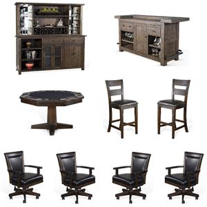 Home Square 9-Piece Set with Table & 4 Chairs & Bar Unit & Hutch & 2 Barstools
