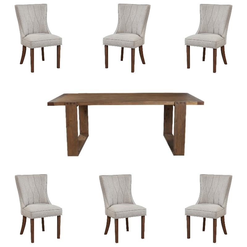 Home Square 7-Piece Set with Dining Table and 6 Side Chairs in Cappuccino