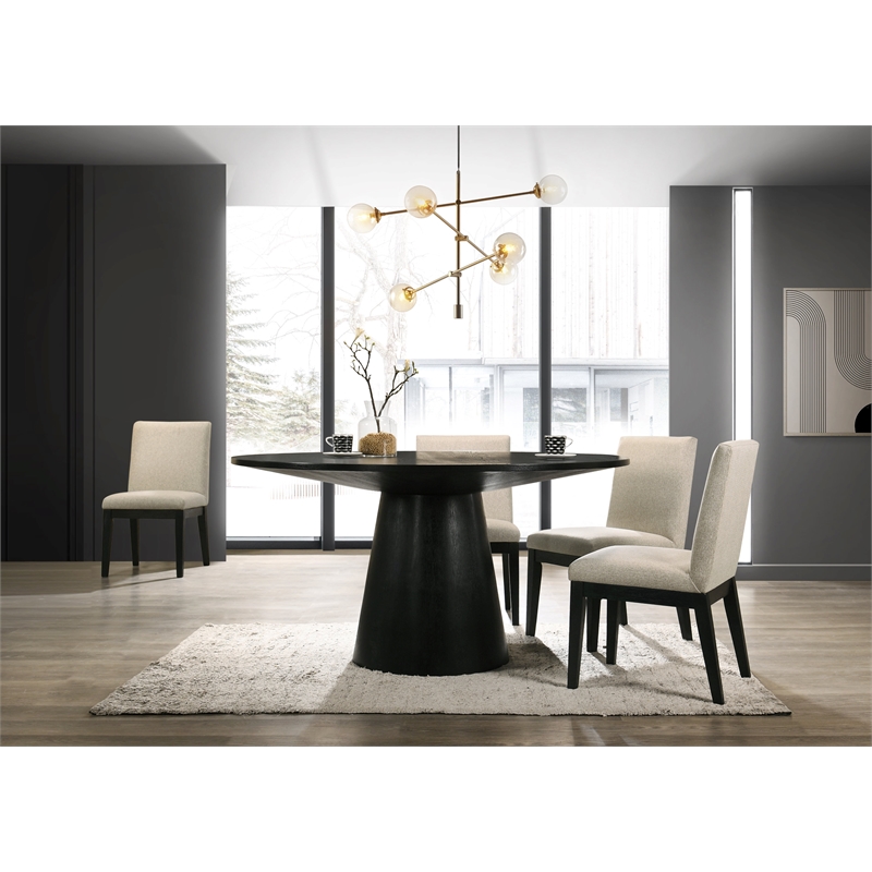 Home Square 5-Piece Set with Dining Table and 4 Dining Chairs in Black