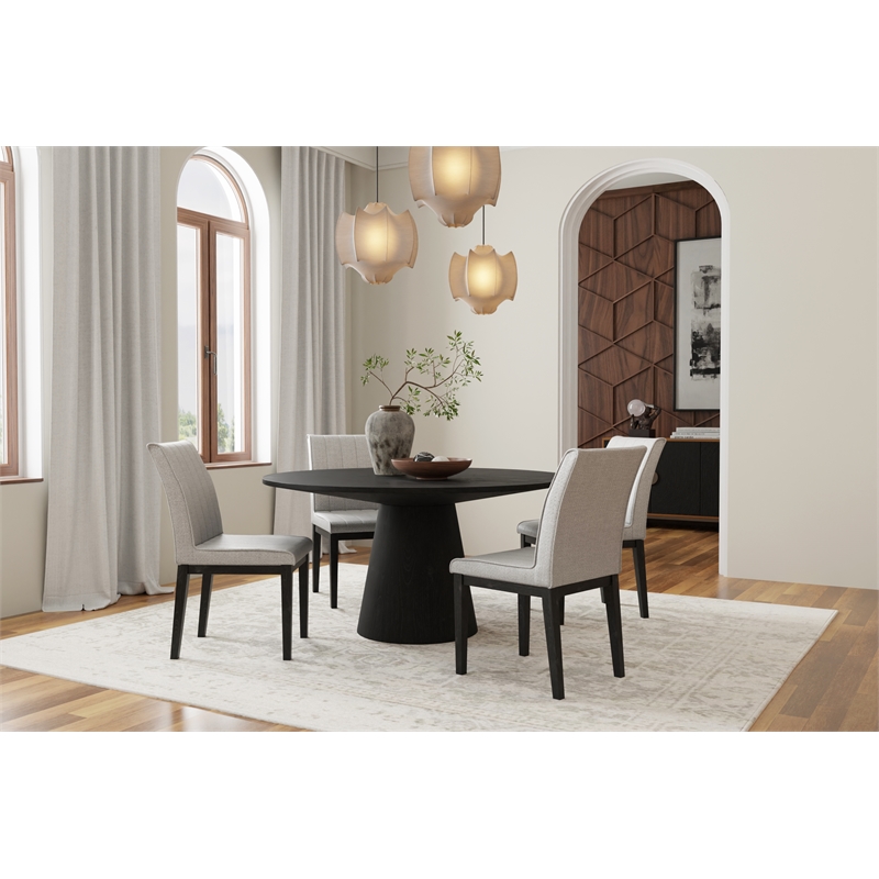 Home Square 5-Piece Set with Dining Table and 4 Dining Chairs in Black