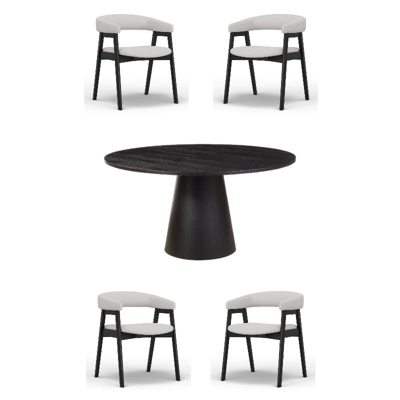 Home Square 5-Piece Set with Dining Table and 4 Dining Chairs in Black