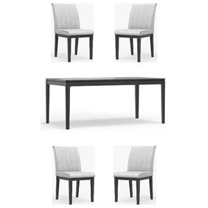 Home Square 5-Piece Set with Dining Table and 4 Side Chairs in Vintage Black