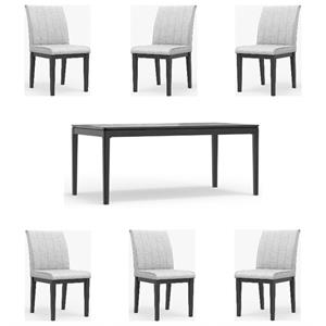 Home Square 7-Piece Set with Dining Table and 6 Side Chairs in Vintage Black