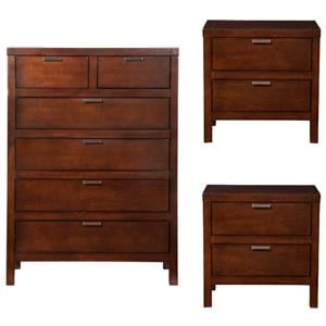 Home Square 3-Piece Set with 6 Drawer Chest and 2 Nightstands in Cappuccino