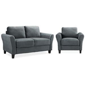 Home Square 2-Piece Set with Accent Chair and Loveseat in Dark Gray