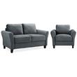 Home Square 2-Piece Set with Accent Chair and Loveseat in Dark Gray