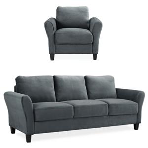 home square 2-piece set with accent chair and sofa in dark gray