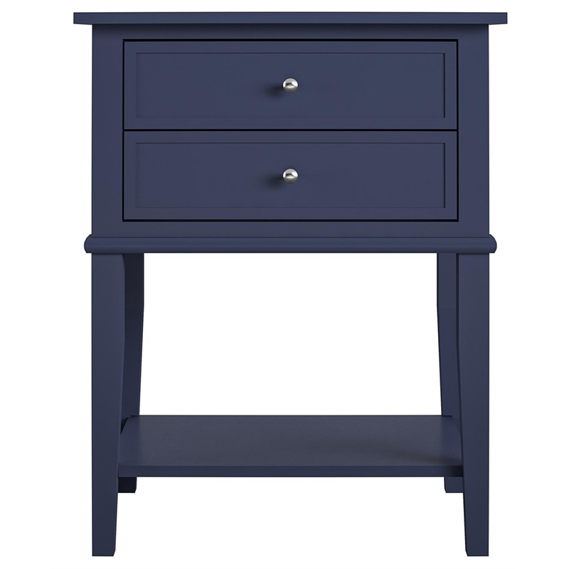 Home Square Traditional Engineered Wood Accent Tables in Navy - Set of 2