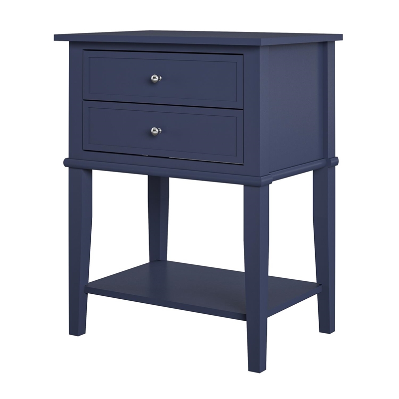 Home Square Traditional Engineered Wood Accent Tables in Navy - Set of 2