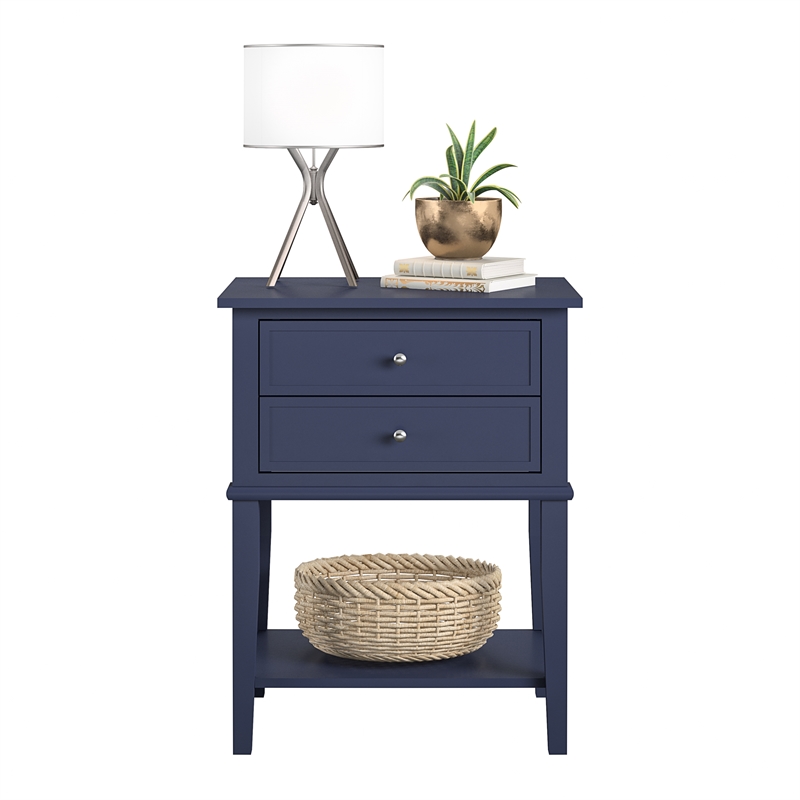 Home Square Traditional Engineered Wood Accent Tables in Navy - Set of 2