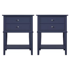 Home Square Traditional Engineered Wood Accent Tables in Navy - Set of 2